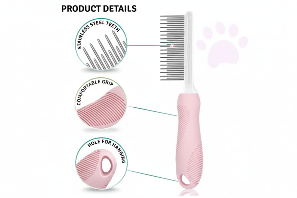Pet Grooming Needle Comb for Cleaning Fur (Single Piece)