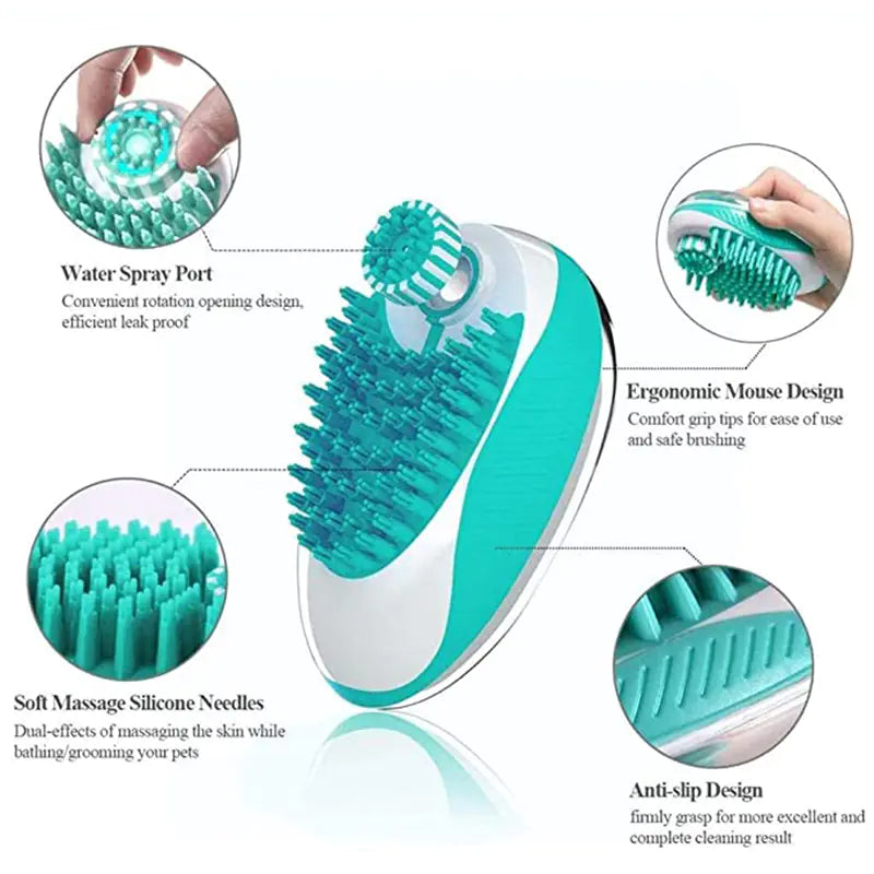 2 in 1 Pet Bath Brush and Grooming Comb for Dogs/Cats