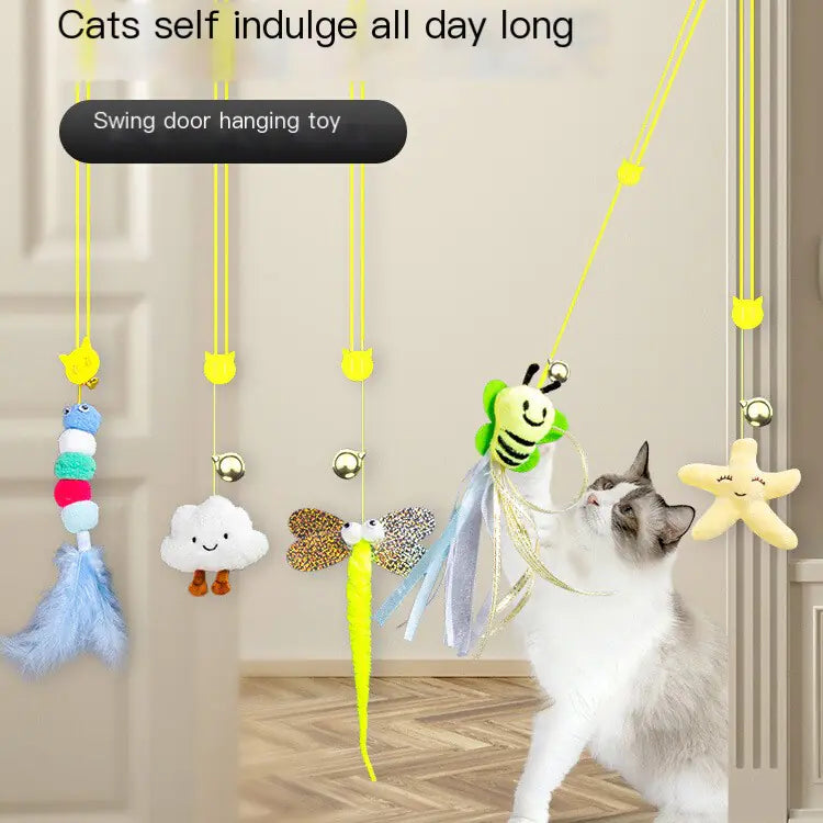 Cat Toy with Hanging Feather Teaser and Bells