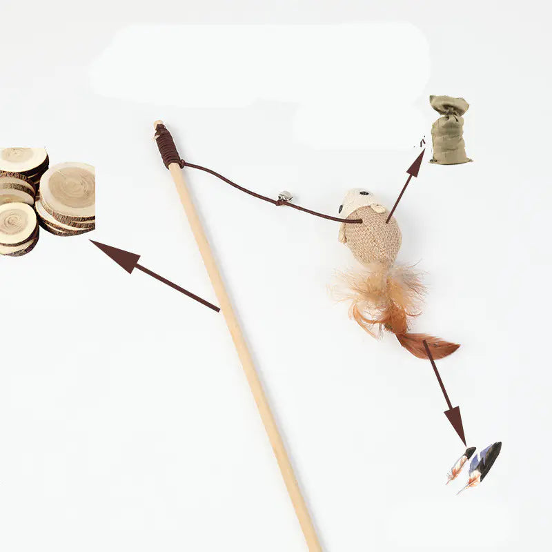 Cat Toys - Interactive Sisal Cat Teaser Wand