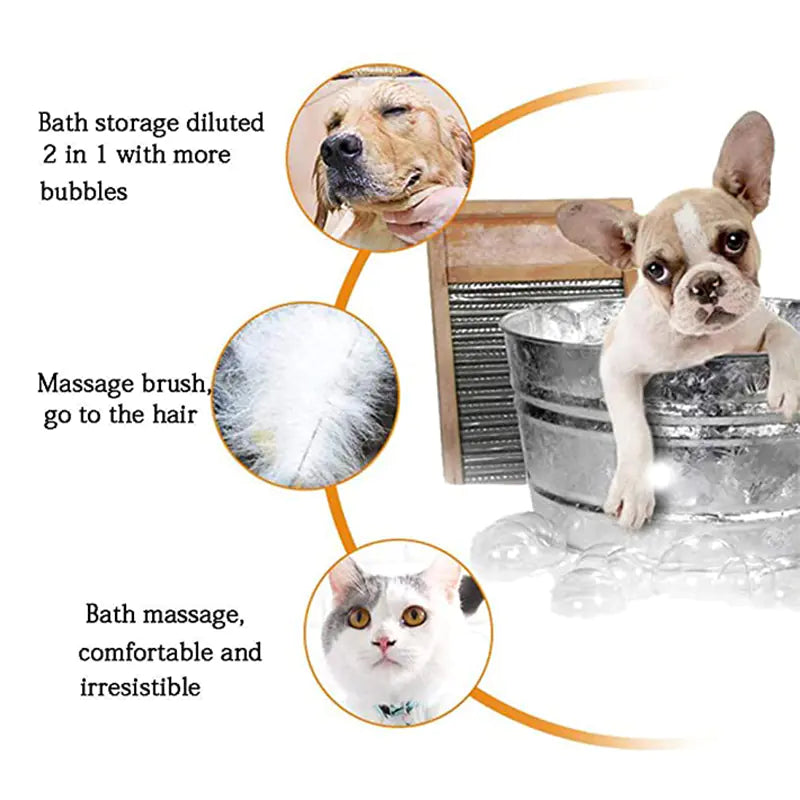 2 in 1 Pet Bath Brush and Grooming Comb for Dogs/Cats