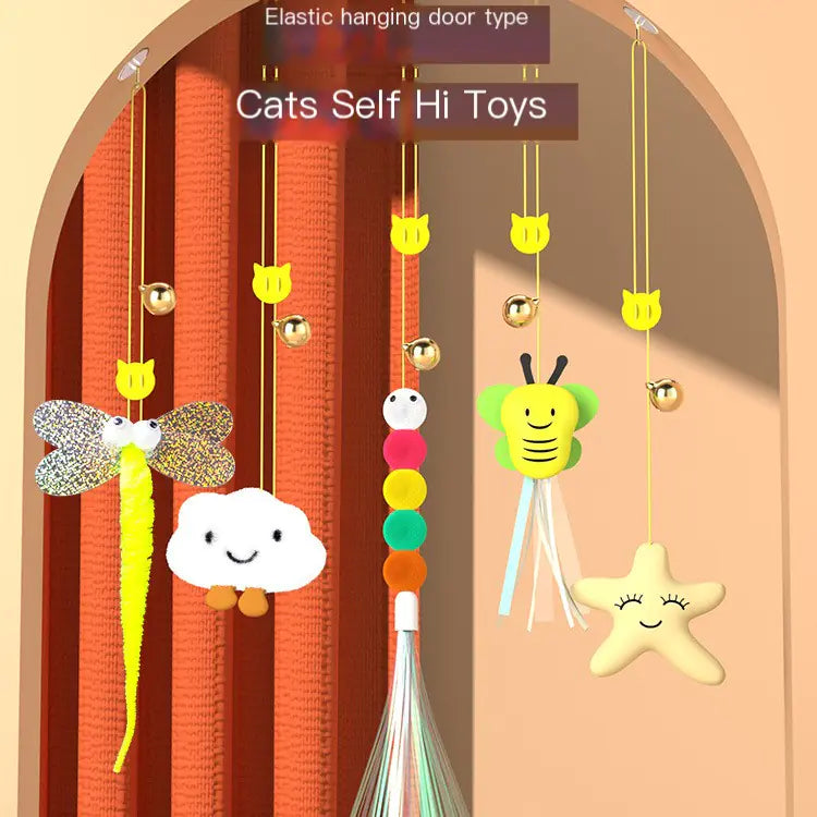 Cat Toy with Hanging Feather Teaser and Bells