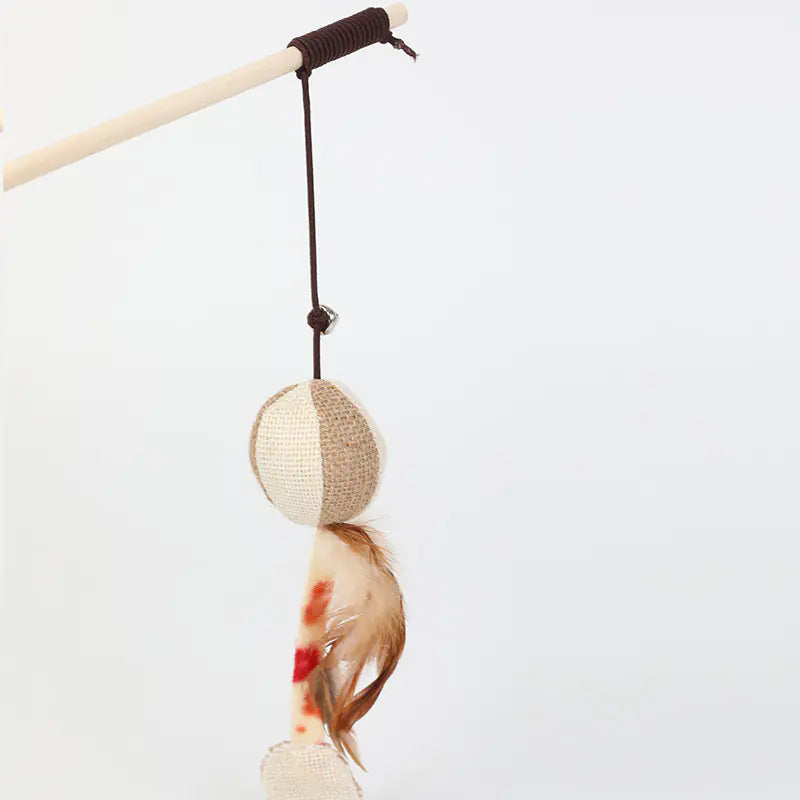 Cat Toys - Interactive Sisal Cat Teaser Wand